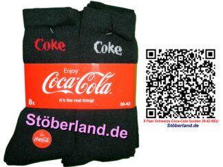 8 Paar Schwarze Coca-Cola Socken 39-42 NEU Stöberland.de NT3398 NT 3398 (2)